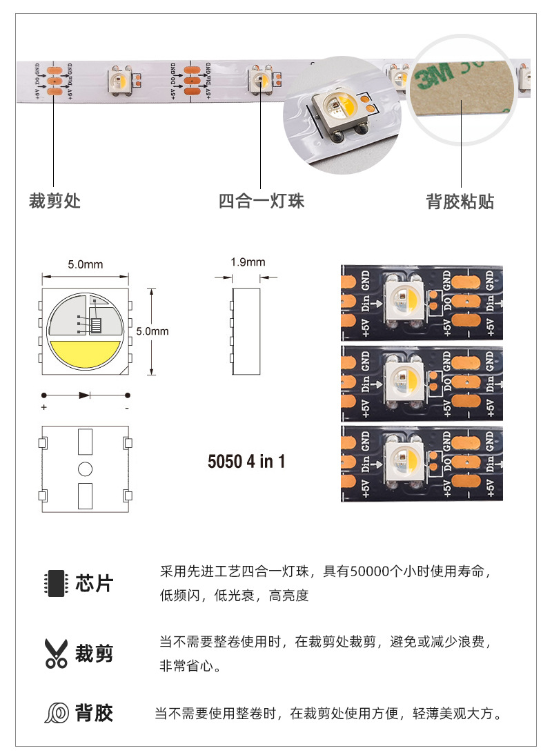 rgbw灯带 幻彩四合一6