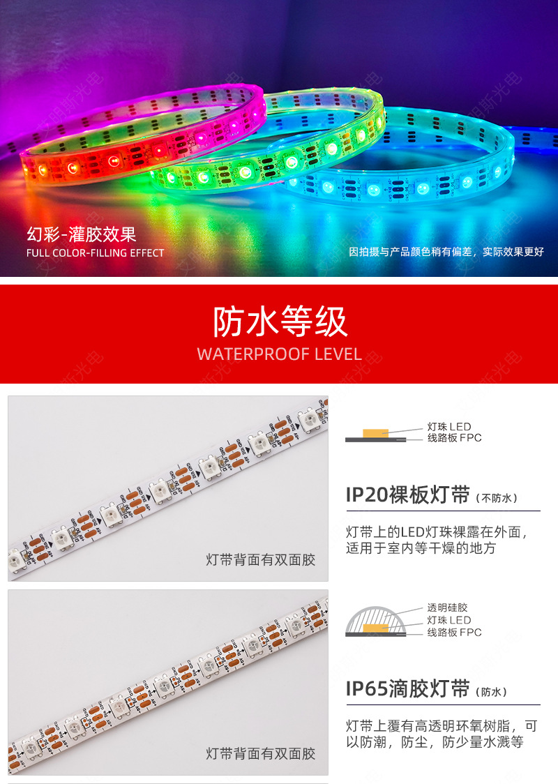 5v低压滴胶编程跑马幻彩灯条6