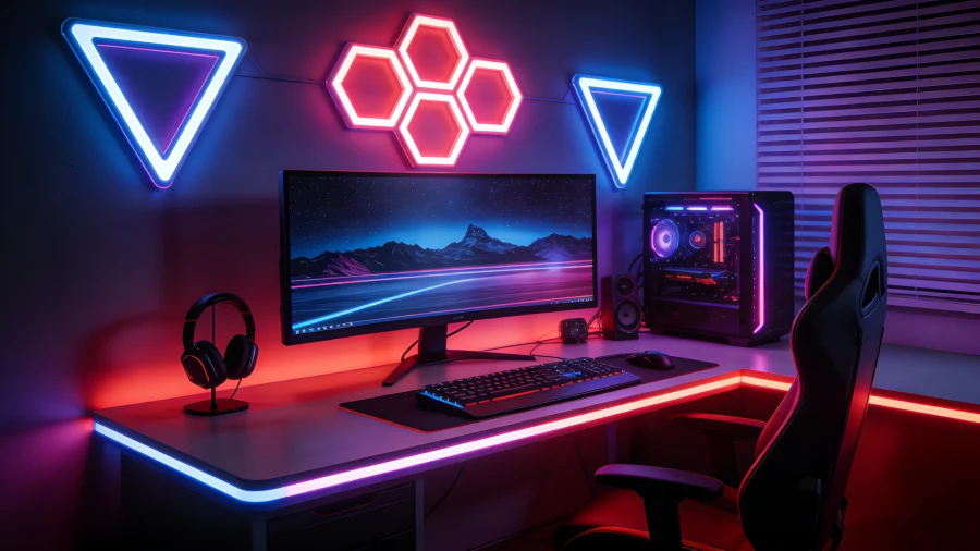 Hybrid-Perimeter-Glow-2026-Gaming-Desk-with-Triangle-Hexagon-LED-Panel-Combo-and-Full-Length-Light-Strips Hybrid-Perimeter-Glow-2026-Gaming-Desk-with-Triangle-Hexagon-LED-Panel-Combo-and-Full-Length-Light-Strips